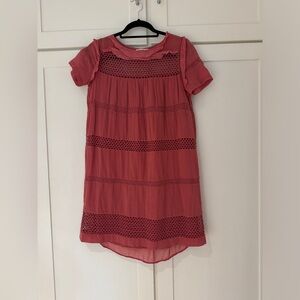 Isabel Marant Etoile Pink Shift Dress Silk Flounces Size 34